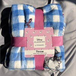 Disney Blue & White Marie Cat Aristocats Checkered Throw Blanket NWT